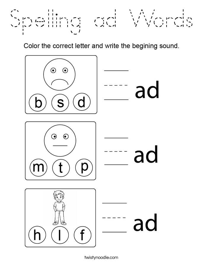 Spelling ad Words Coloring Page