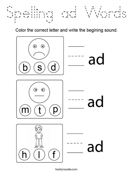 Spelling ad Words Coloring Page