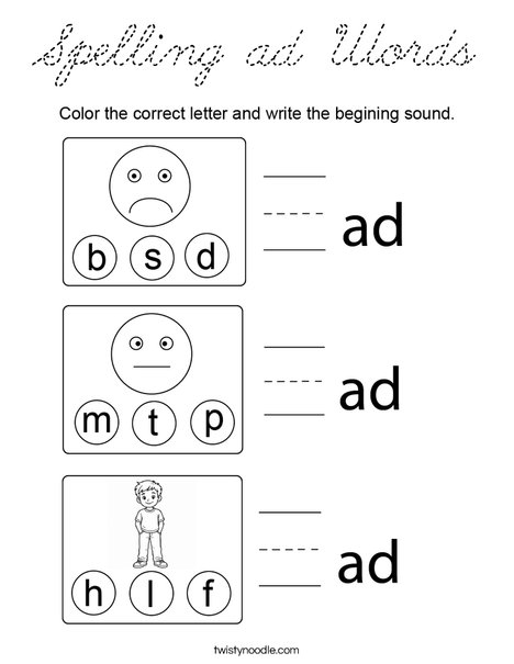 Spelling ad Words Coloring Page