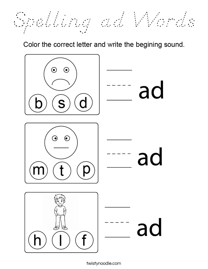 Spelling ad Words Coloring Page