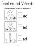 Spelling ad Words Coloring Page
