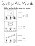 Spelling AIL Words Coloring Page