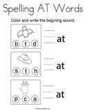 Spelling AT Words Coloring Page