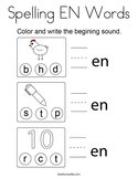 Spelling EN Words Coloring Page