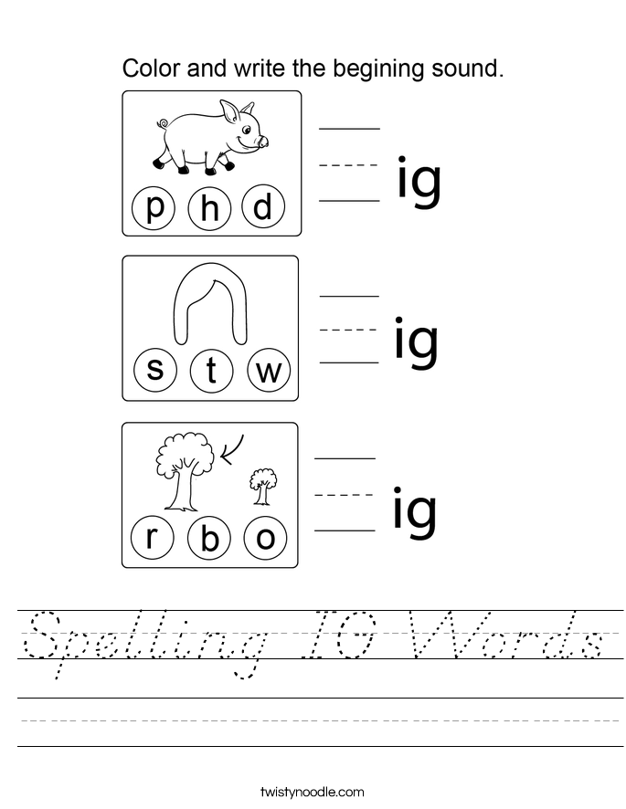 Spelling IG Words Worksheet