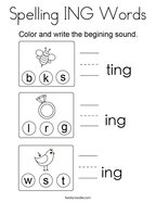 Spelling ING Words Coloring Page