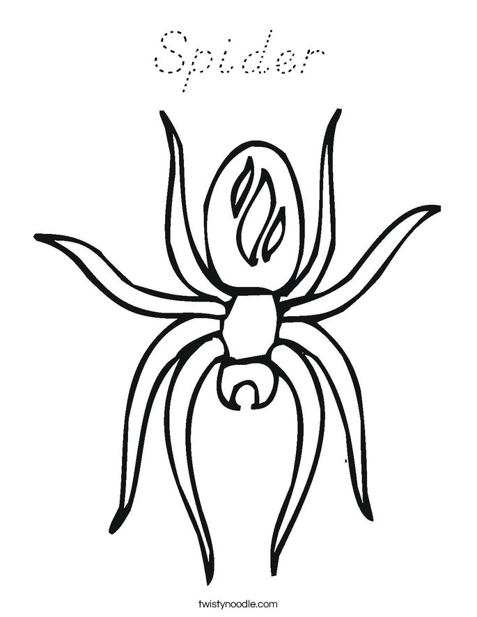 Spider Coloring Page - D'Nealian - Twisty Noodle