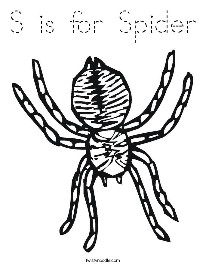 S is for Spider Coloring Page