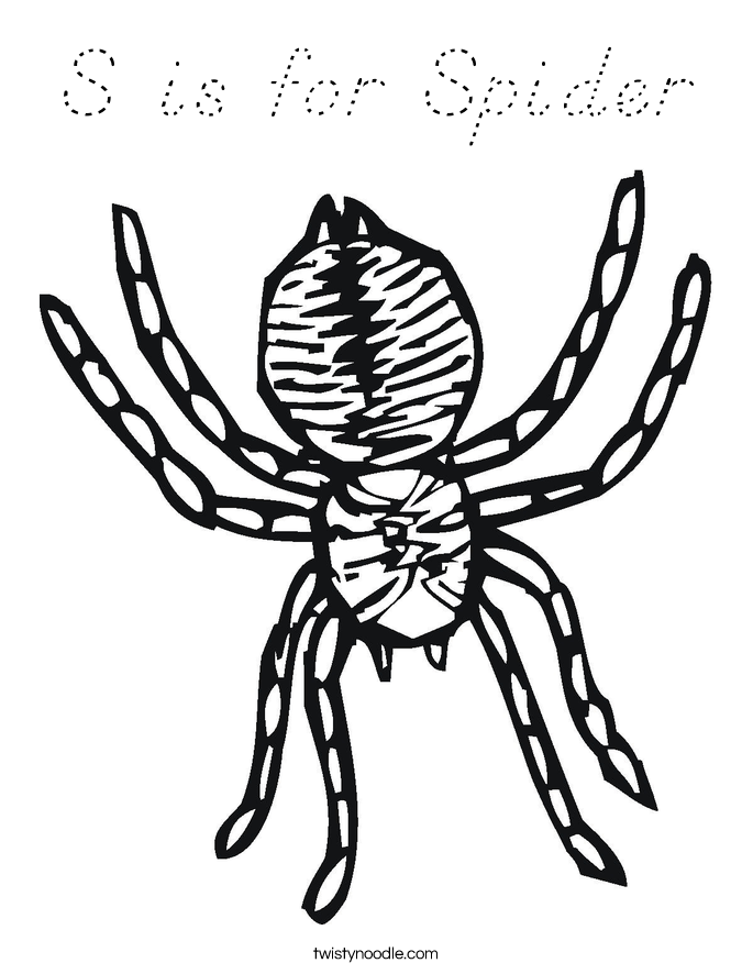 S is for Spider Coloring Page