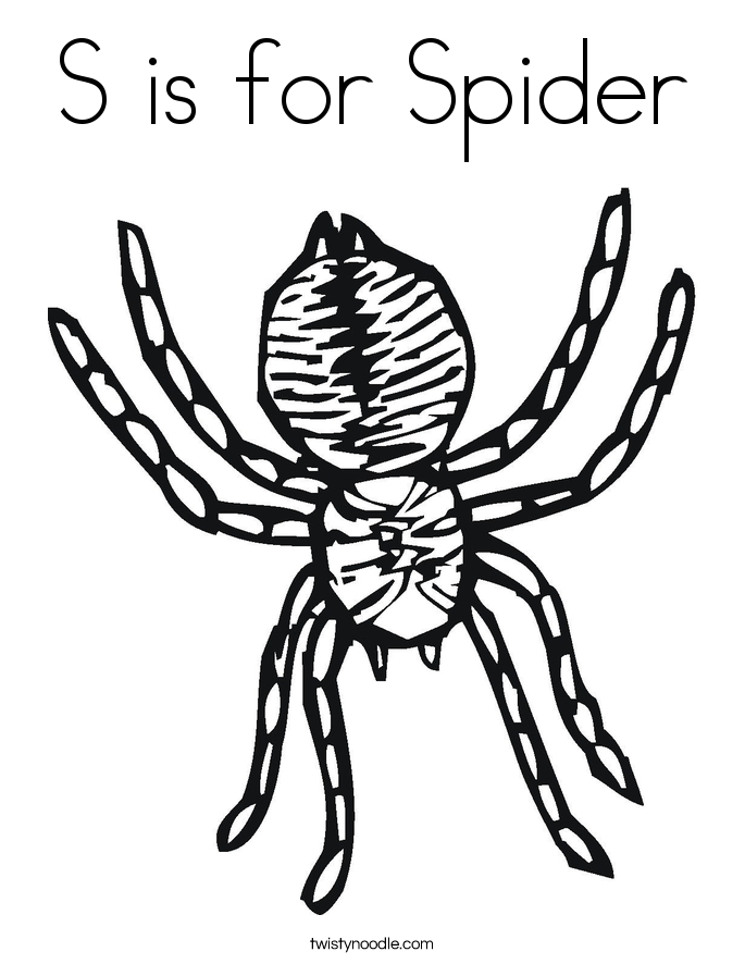S is for Spider Coloring Page