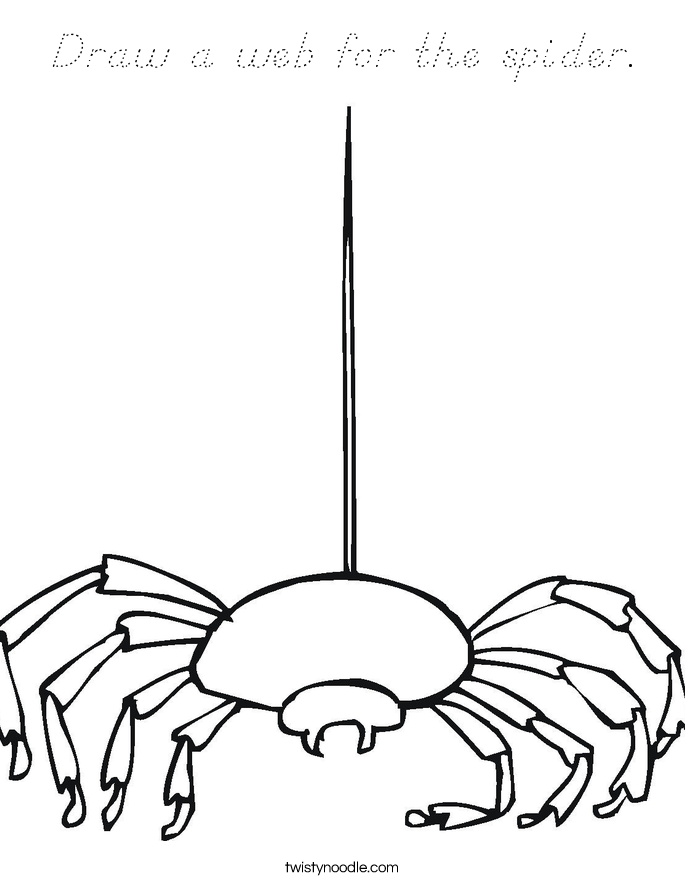 Draw a web for the spider. Coloring Page