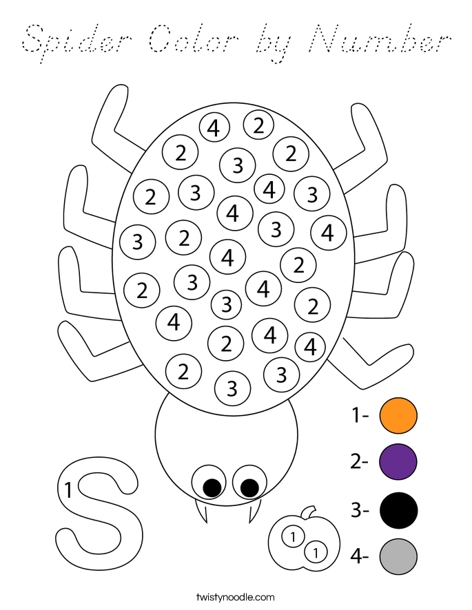 Spider Color by Number Coloring Page
