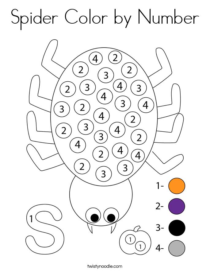 Spider Color by Number Coloring Page