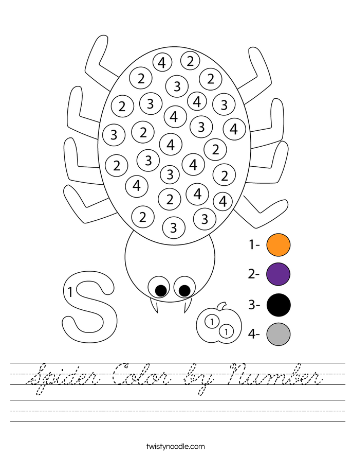 Spider Color by Number Worksheet