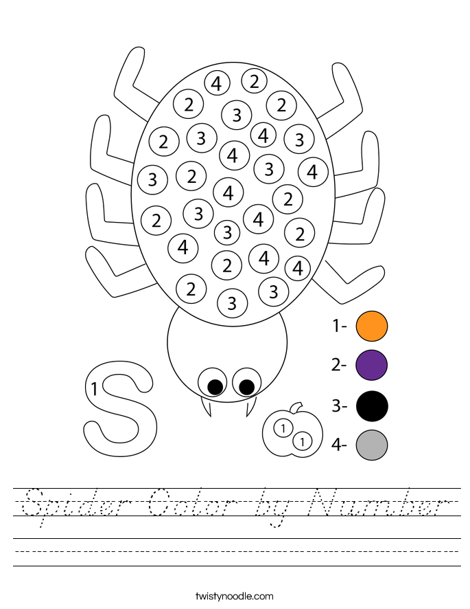 Spider Color by Number Worksheet