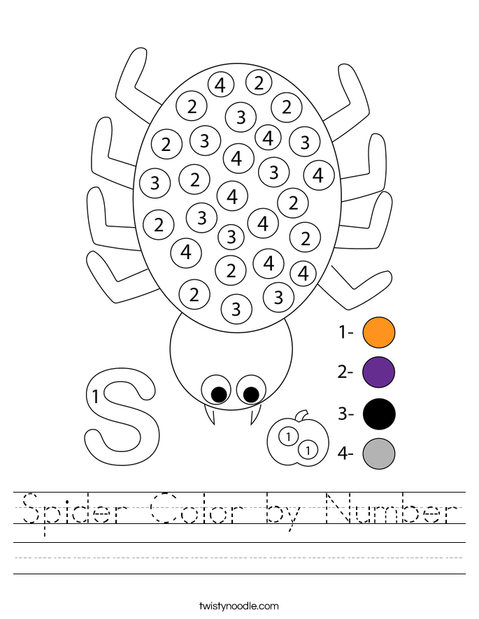 Spider Color by Number Worksheet