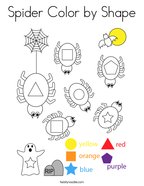 Spider Color by Shape Coloring Page