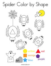 Spider Color by Shape Coloring Page