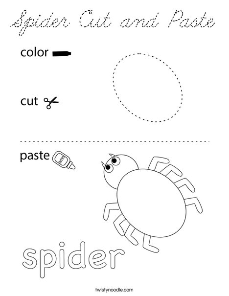 Spider Cutting Practice Coloring Page