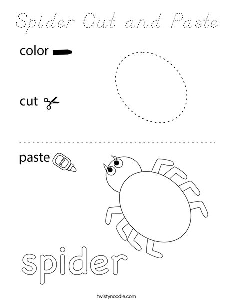 Spider Cutting Practice Coloring Page