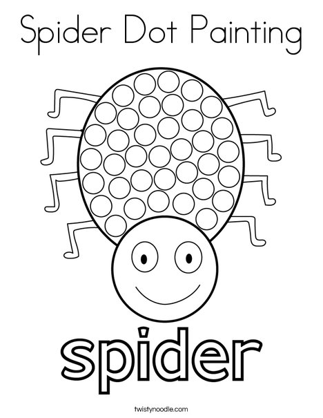 Spider Dot Painting Coloring Page Twisty Noodle - Dot Painting Colouring Pages