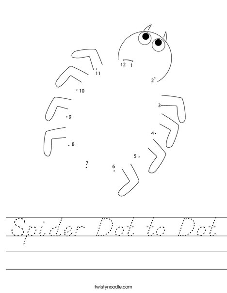 Spider Dot to Dot Worksheet