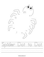 Spider Dot to Dot Handwriting Sheet