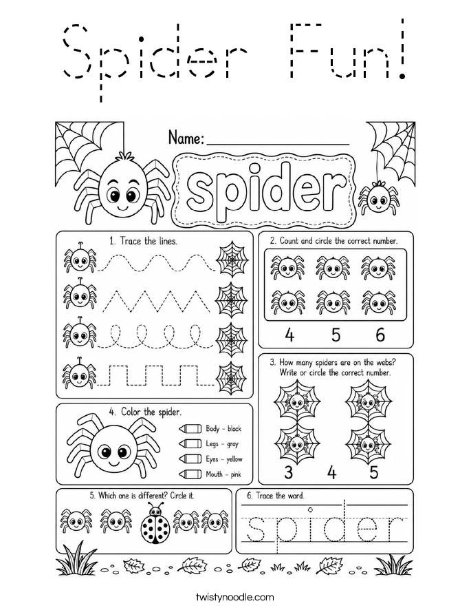 Spider Fun! Coloring Page