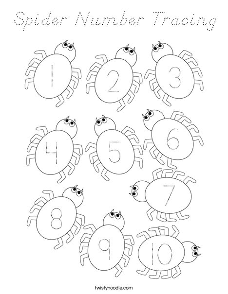 Spider Number Tracing Coloring Page