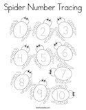 Spider Number Tracing Coloring Page