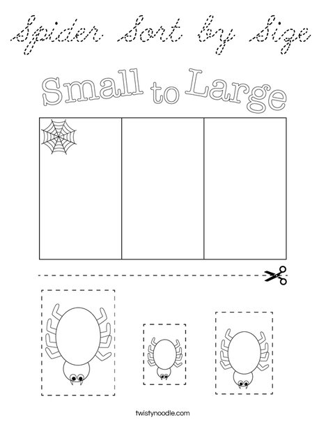 Spider Sort by Size Coloring Page