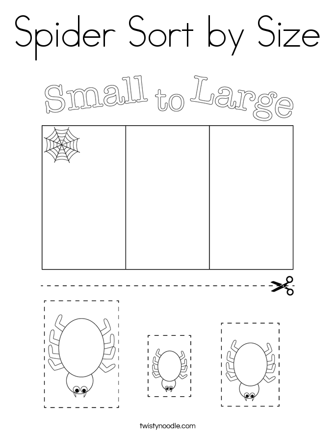 Spider Sort by Size Coloring Page
