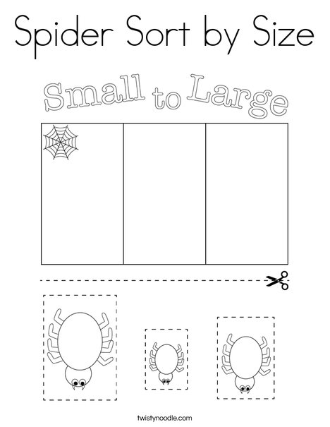 Spider Sort by Size Coloring Page