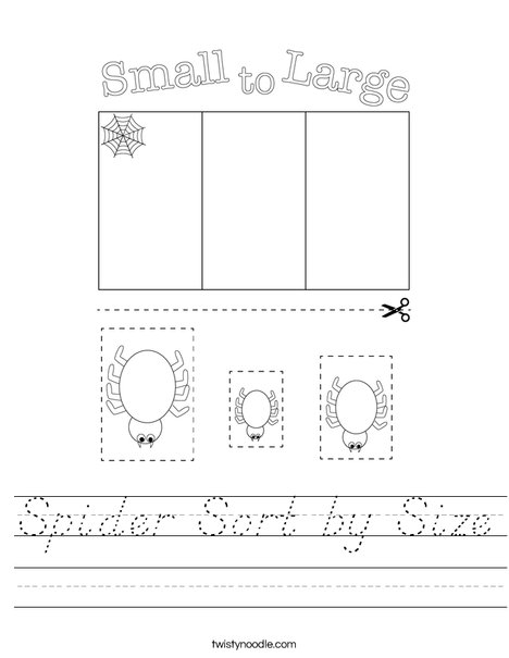Spider Sort by Size Worksheet