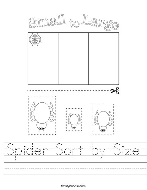 Spider Sort by Size Worksheet
