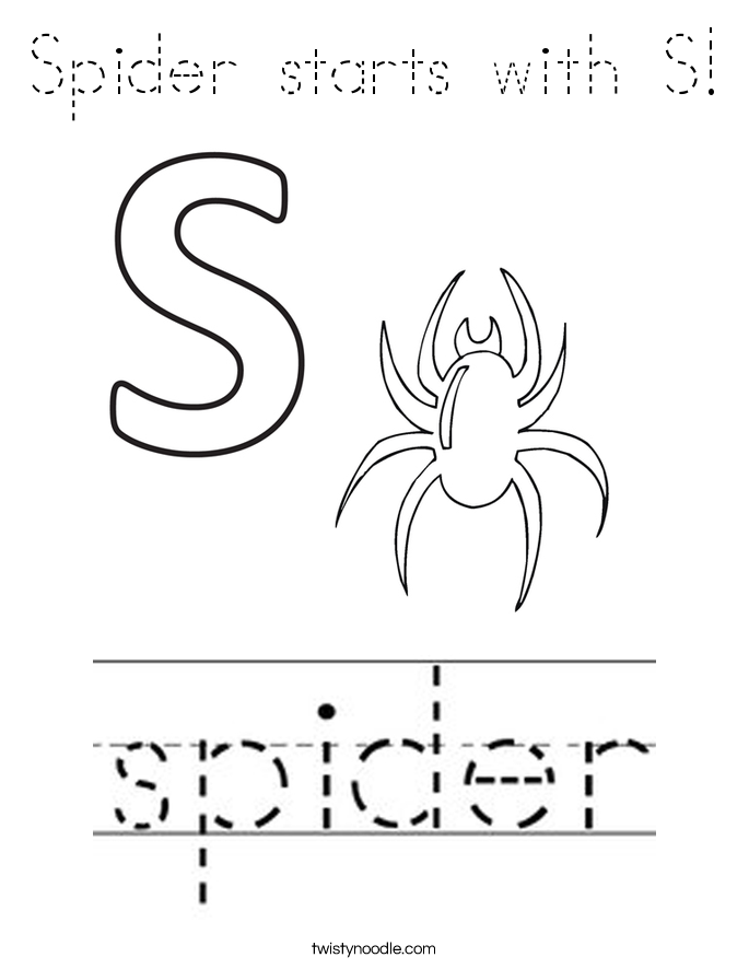 Spider starts with S! Coloring Page