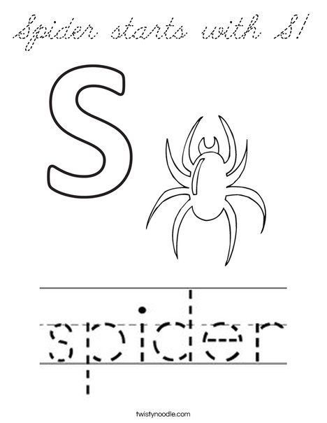 Spider starts with S. Coloring Page