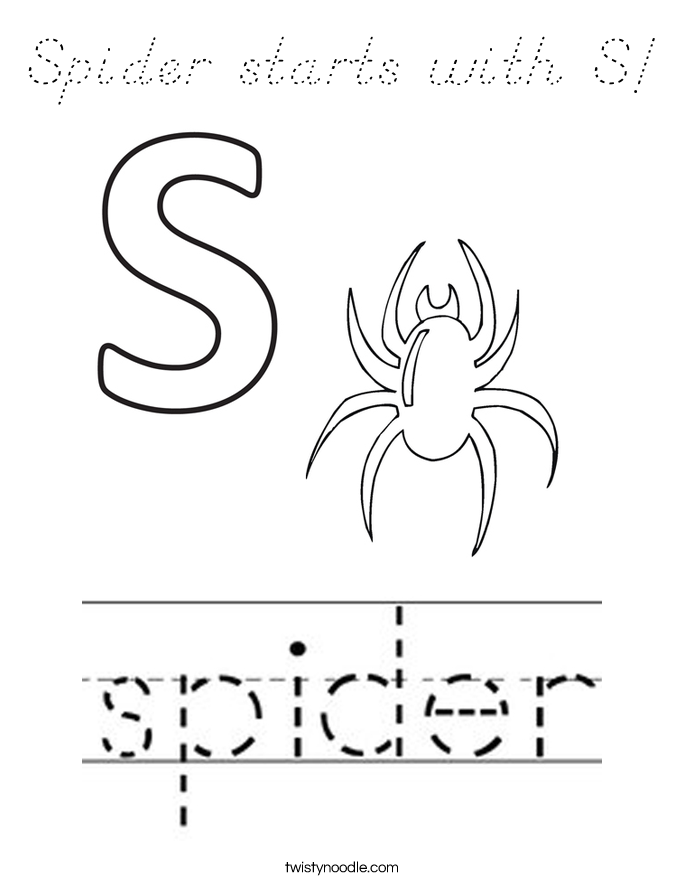 Spider starts with S! Coloring Page