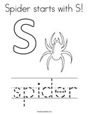 Spider starts with S Coloring Page