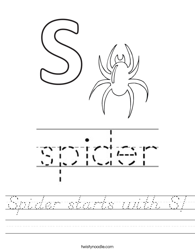 Spider starts with S! Worksheet