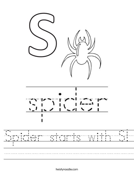 Spider starts with S. Worksheet