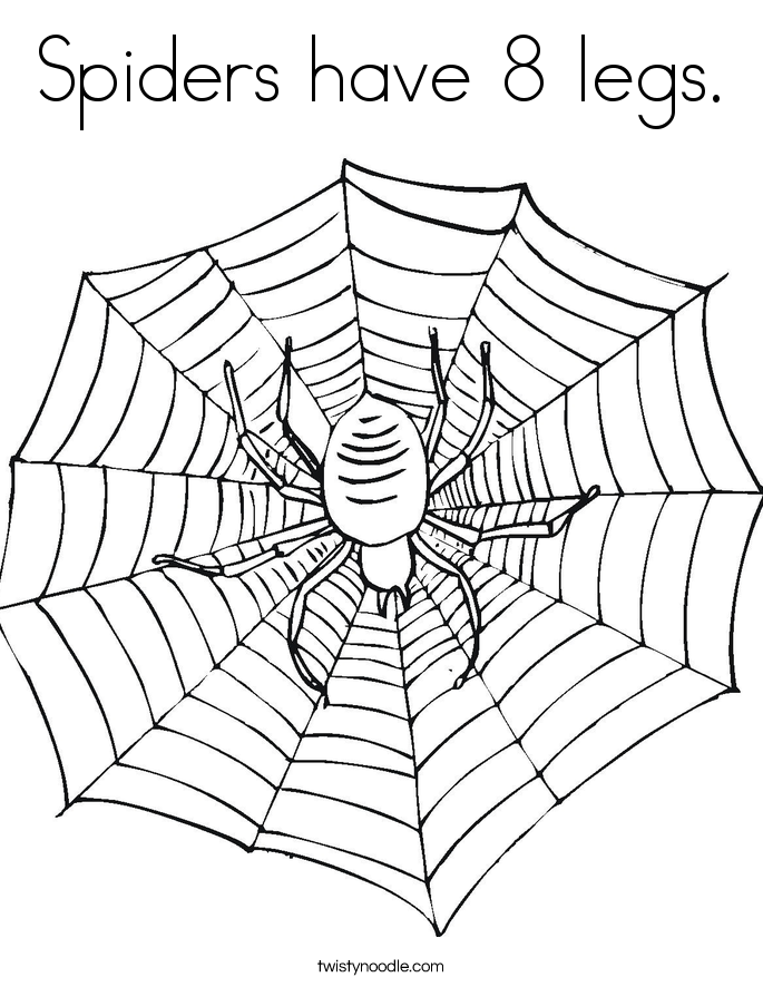 Spiders have 8 legs. Coloring Page