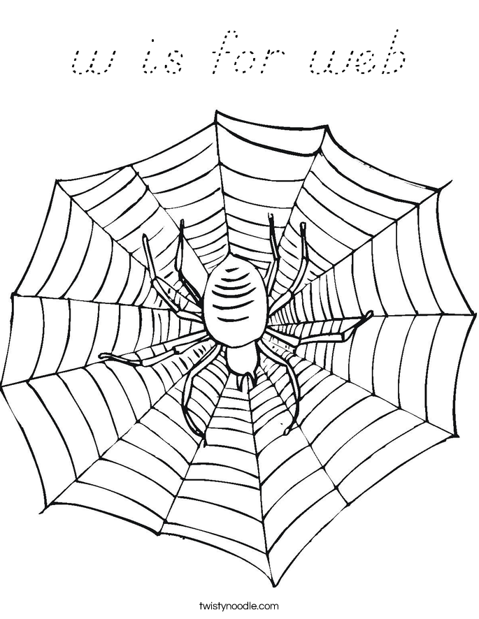 w is for web Coloring Page