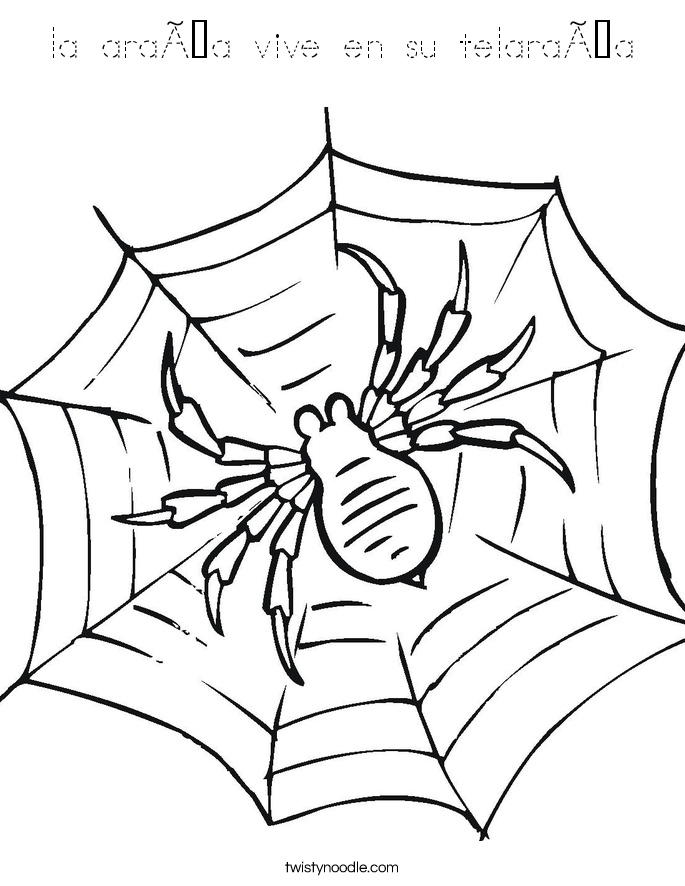 la araña vive en su telaraña Coloring Page