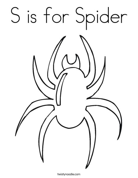 s is for spider coloring page twisty noodle