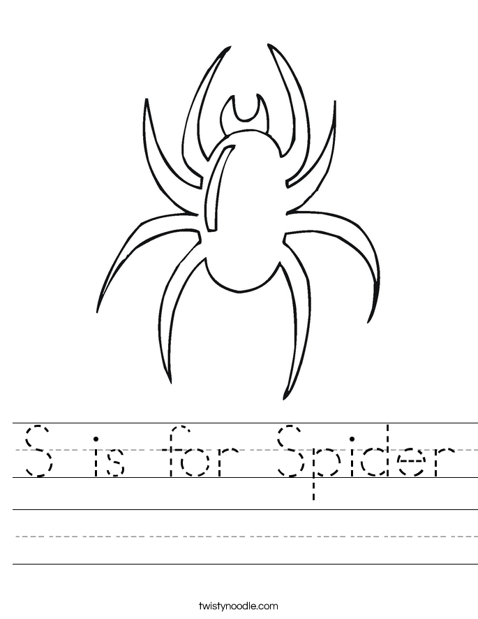 S is for Spider Worksheet