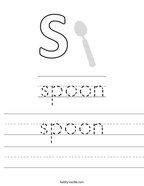 spoon Handwriting Sheet
