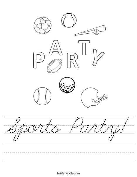 Sports Party Worksheet