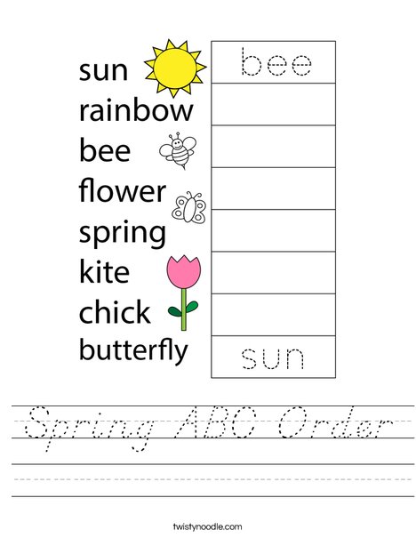Spring ABC Order Worksheet