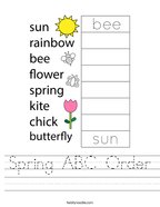 Spring ABC Order Handwriting Sheet